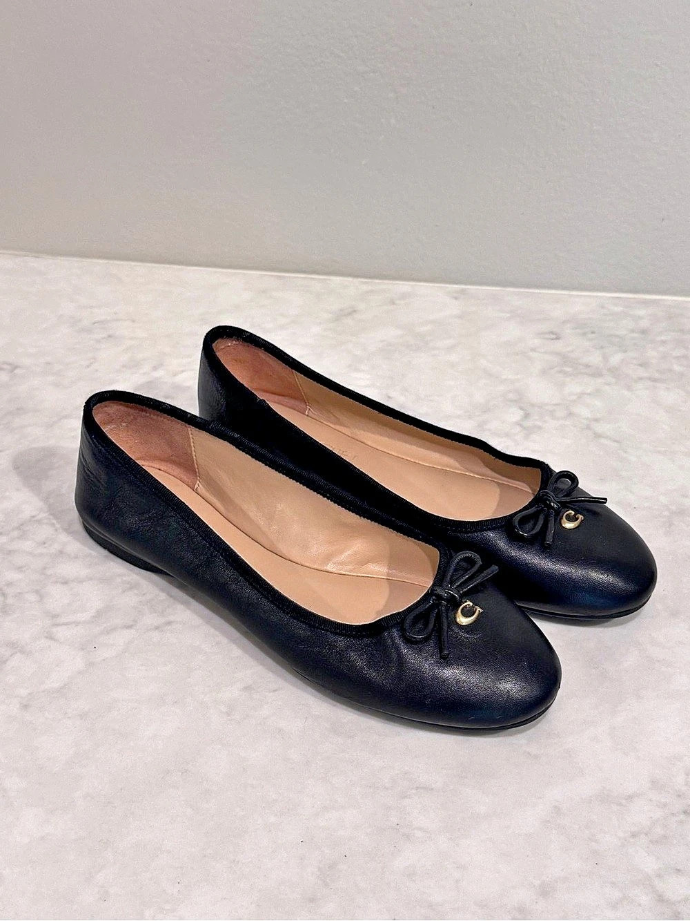 Coach Bow Ballet Abigail Flats Black US 5.5 women’s gently worn